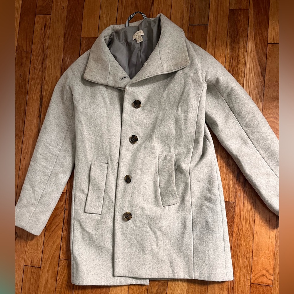 J. Crew Gray Pea Coat with Notched Lapel Tailored Silhouette
